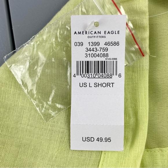 NWT AE Bright Yellow Button Up Bandeau Cotton Linen Blend Button-Down Dress, LS - Picture 4 of 13